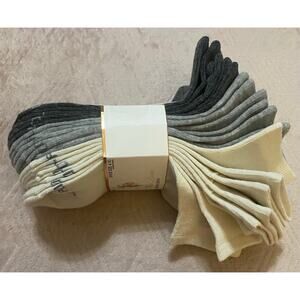 NEW US Polo Assn Grey Cream Quarter Crew Socks 10 pair Size 4-10 Unisex Sports